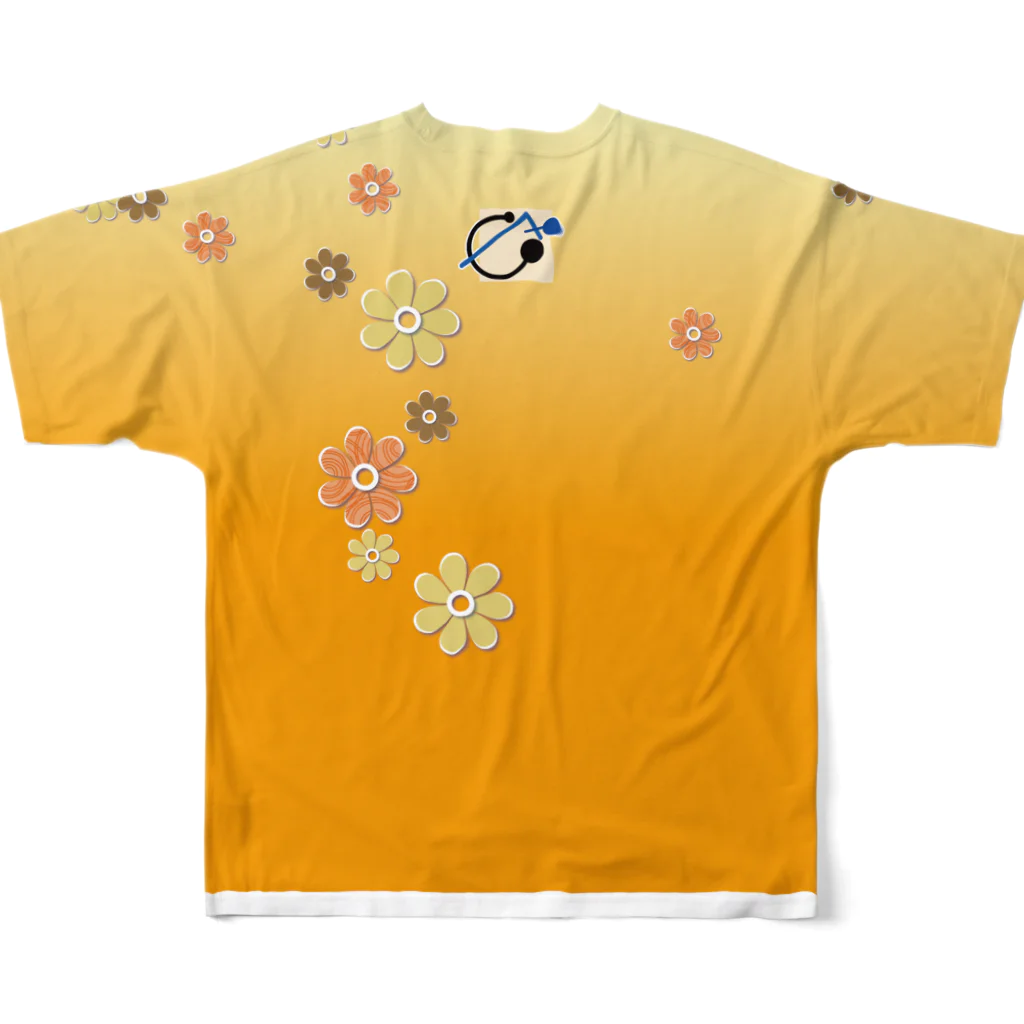 キャッツハンド：suzuriショップのおはな_orange フルグラフィックTシャツの背面