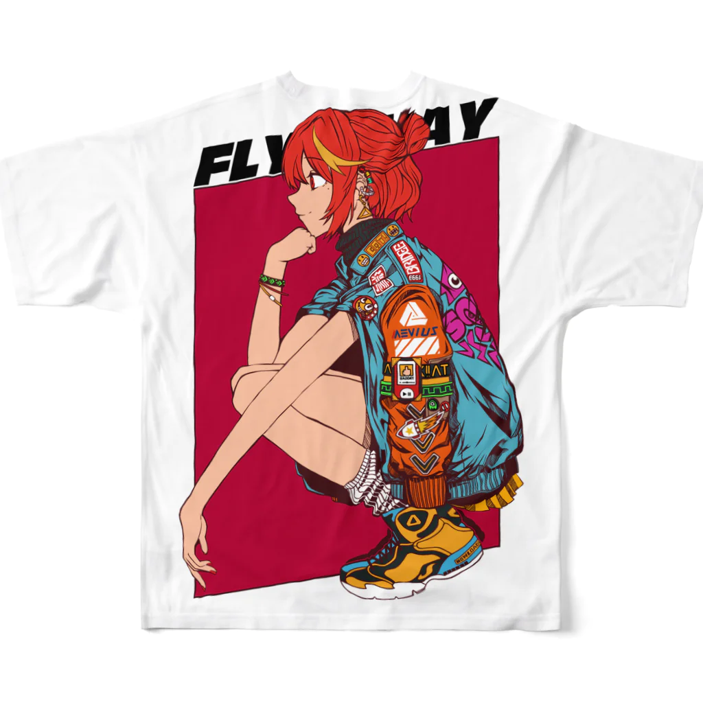 HOLLOW SQUIDのFLYAWAY_WHITE フルグラフィックTシャツの背面