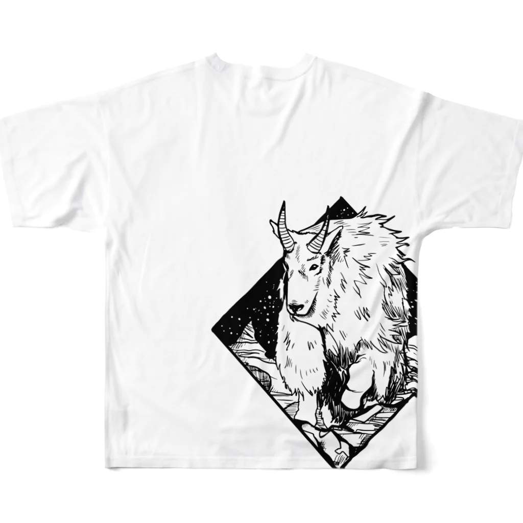 nvivetoのネイチャーシリーズ　マウンテンゴート ~Nature series Mountain Goat~ フルグラフィックTシャツの背面