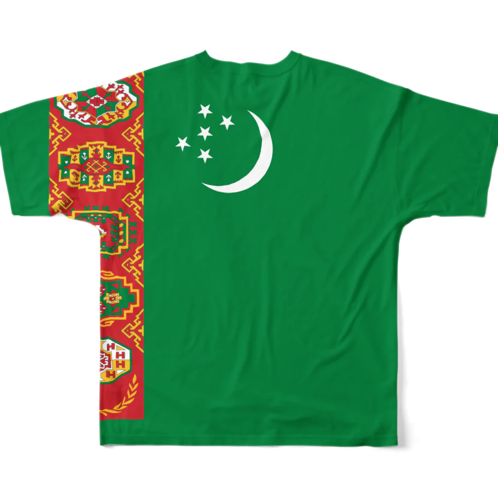 大のトルクメニスタン国旗 全柄 フルグラフィックTシャツの背面