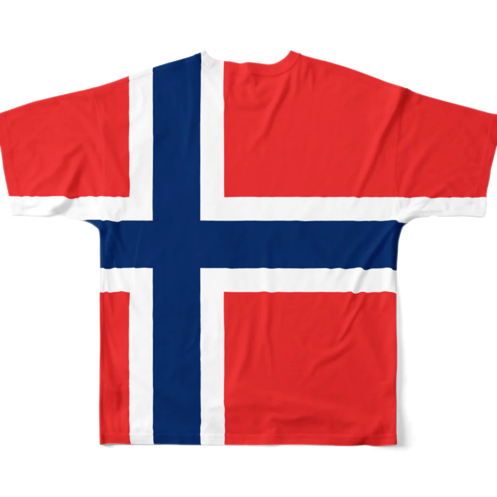 大のノルウェー国旗 全柄 フルグラフィックTシャツの背面