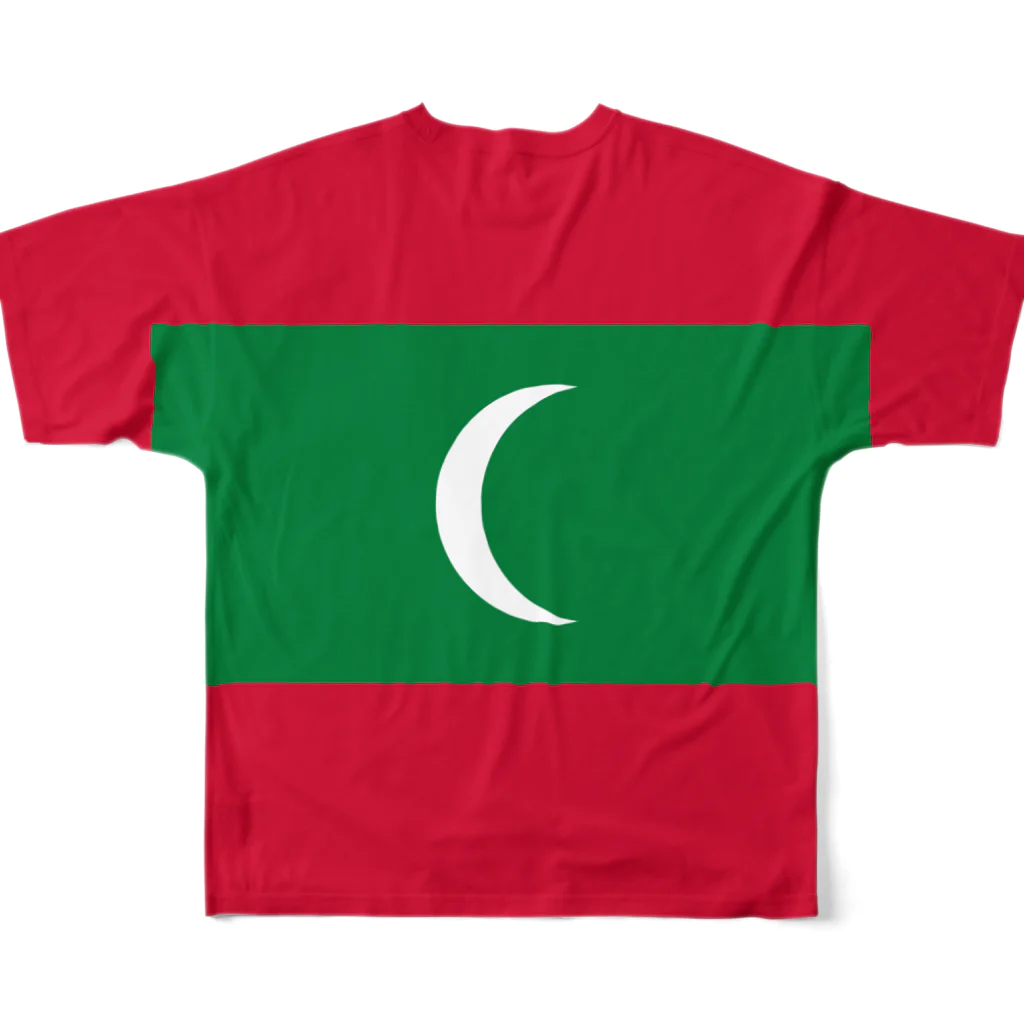 大のモルディブ国旗 全柄 フルグラフィックTシャツの背面