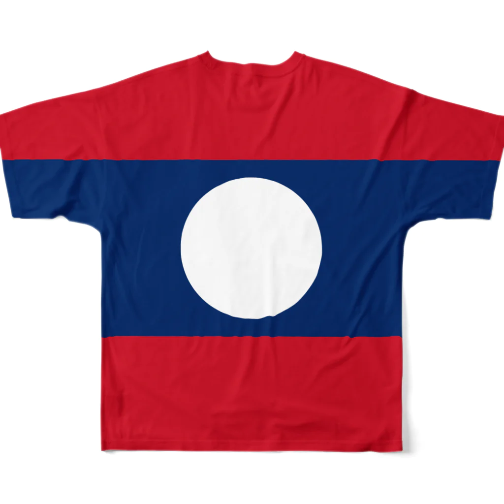 大のラオス国旗 全柄 フルグラフィックTシャツの背面
