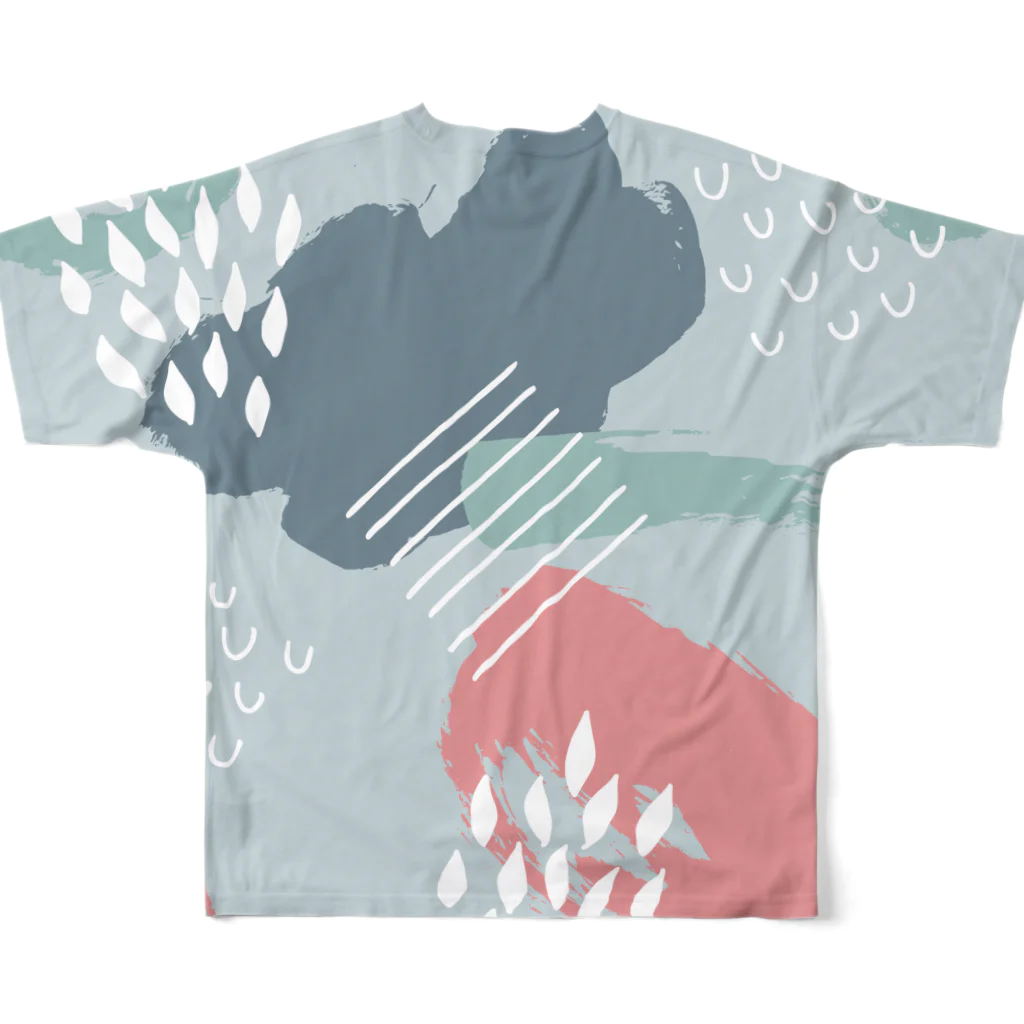 SANKAKU DESIGN STOREのモダンアートgray。 All-Over Print T-Shirt :back