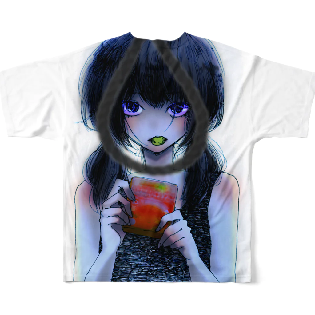 PSYCHEDELIC CATASTROPHE の闇落ちクーちゃん フルグラフィックTシャツの背面