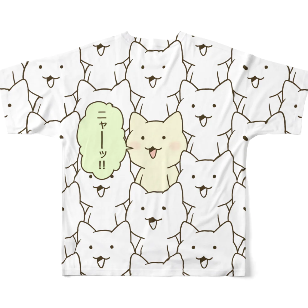 PygmyCat　suzuri店の「ニャー（ワンポイント・カラー）」 フルグラフィックTシャツの背面