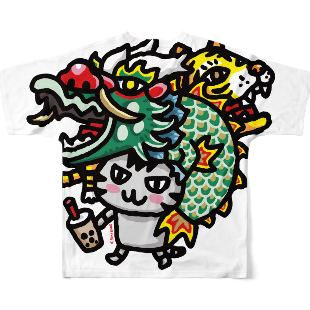 ボンボヤージュショップの龍虎ボン@旅ボン台湾高雄編 フルグラフィックTシャツの背面