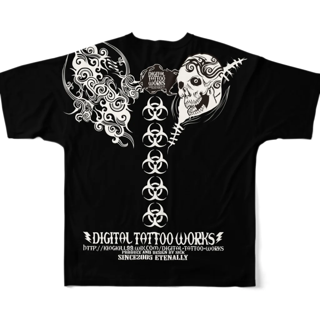 DIGITAL TATTOO WORKS/sickのResident Evi フルグラフィックTシャツの背面