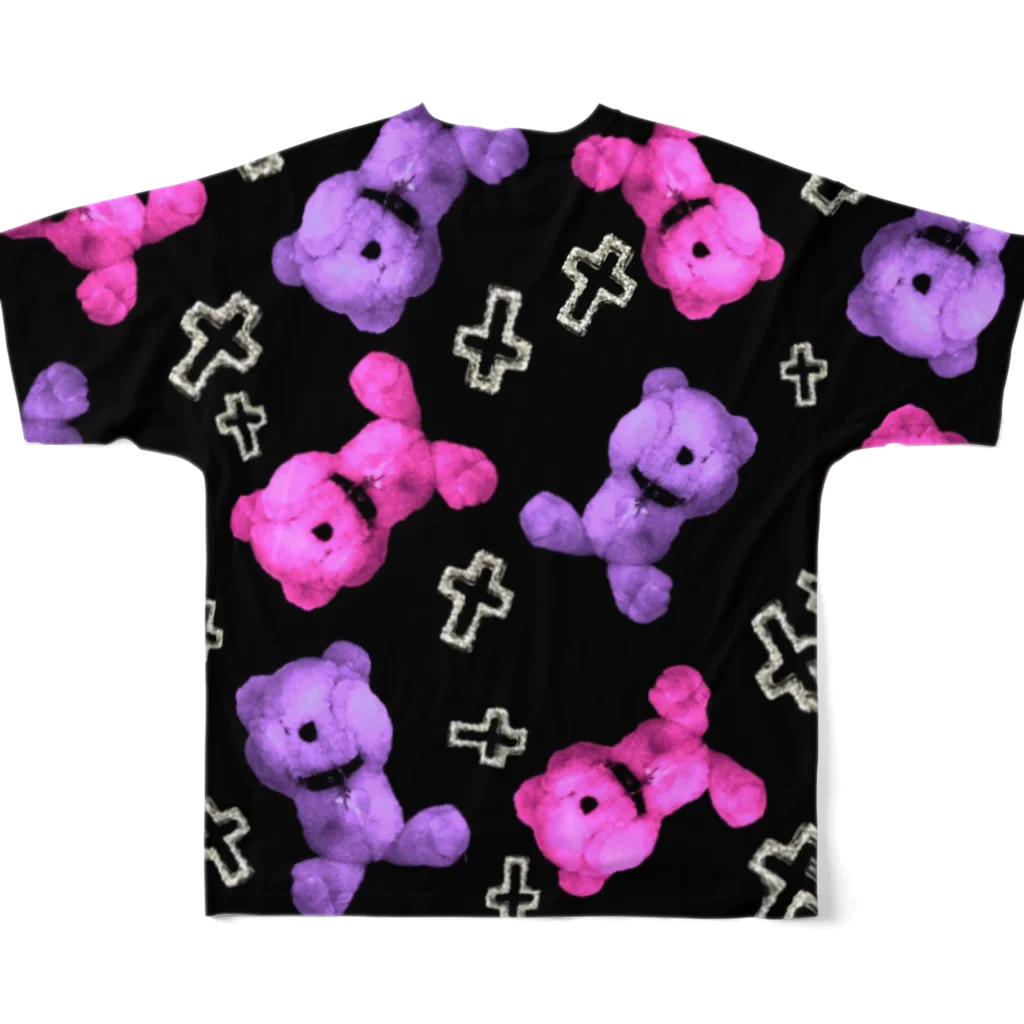 💜Salon de Lucia💜のPeek-a-boo CROSS Teddy BLUEBERRY×RASPBERRY  Random All-Over Print T-Shirt :back