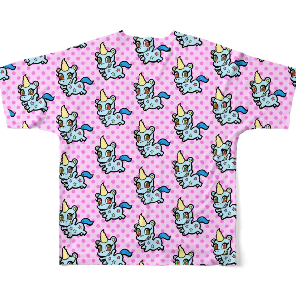 PICOPICOの甘獣ユニん子　ブルー All-Over Print T-Shirt :back