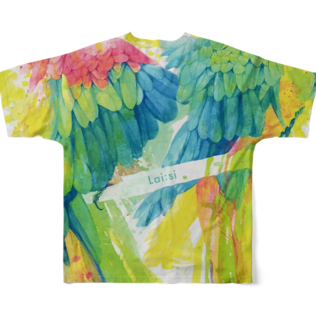 Akiss art ONLINE SHOPの出逢った青い鳥と赤い鳥 All-Over Print T-Shirt :back