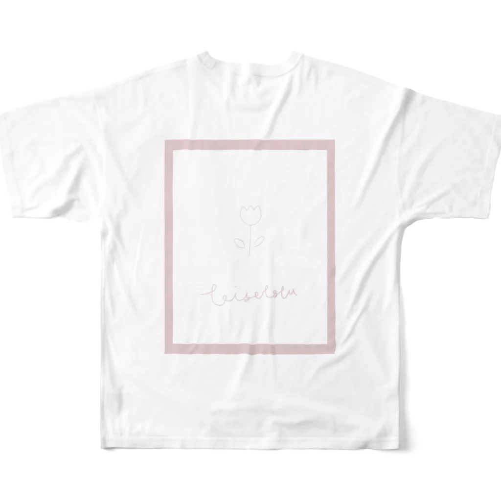 rilybiiのピンクの線画🌷チューリップ フルグラフィックTシャツの背面