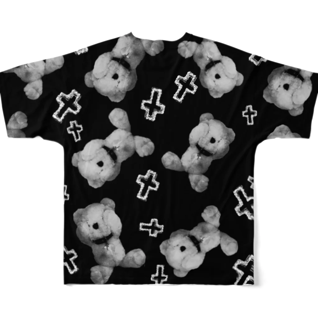 💜Salon de Lucia💜のPeek-a-boo CROSS Teddy Monochrome Random フルグラフィックTシャツの背面