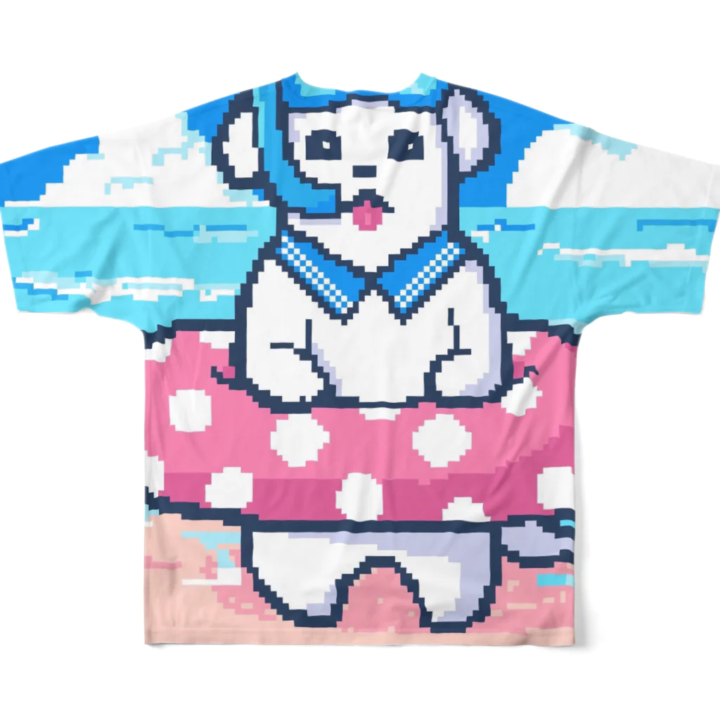 SWEET＆SPICY 【 すいすぱ 】ダーツの🐶夏が楽しみすぎる犬🌞🌊（ドット） All-Over Print T-Shirt :back