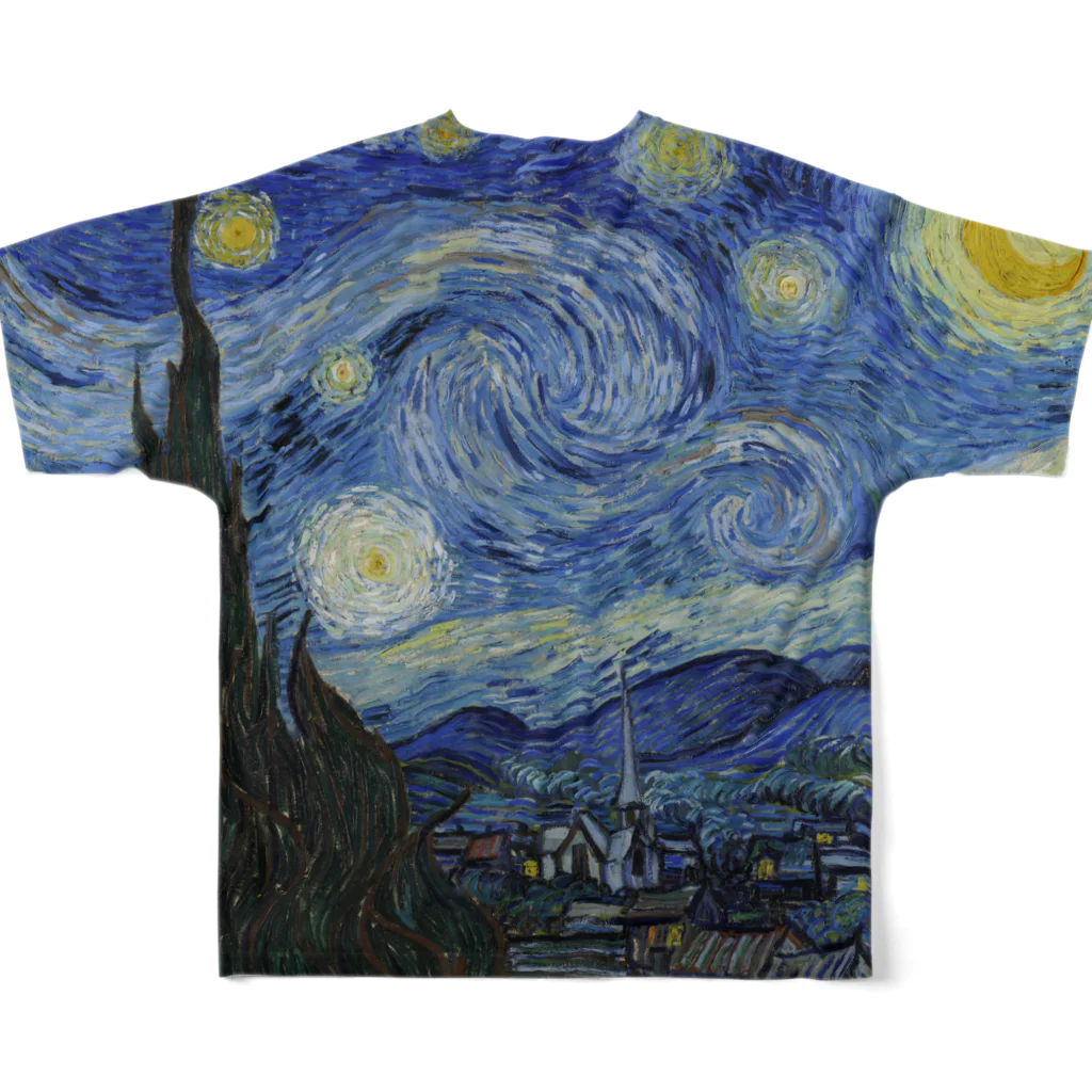 こねこちゃんのゴッホ　星月夜 All-Over Print T-Shirt :back