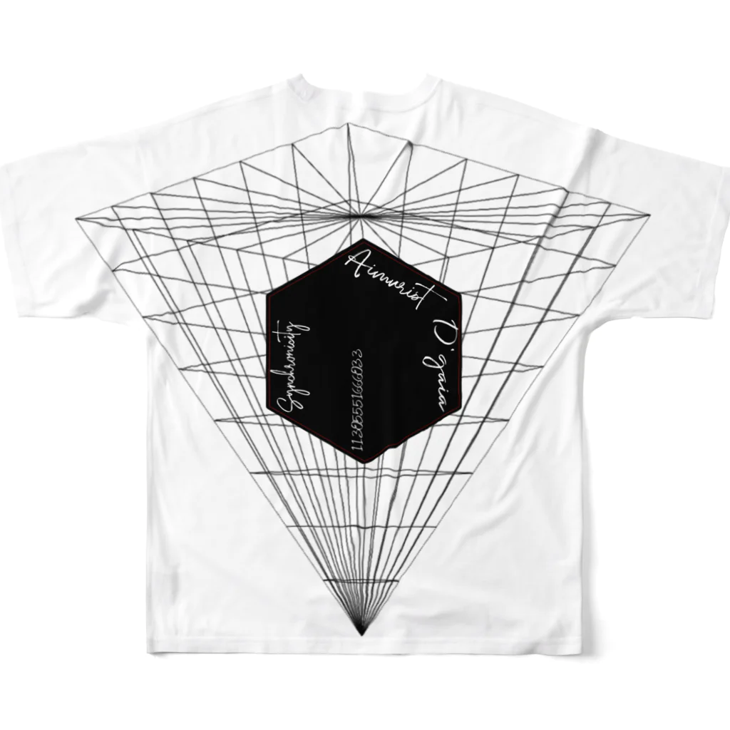 Aimurist のブラックキューブ　反転ピラミッド All-Over Print T-Shirt :back