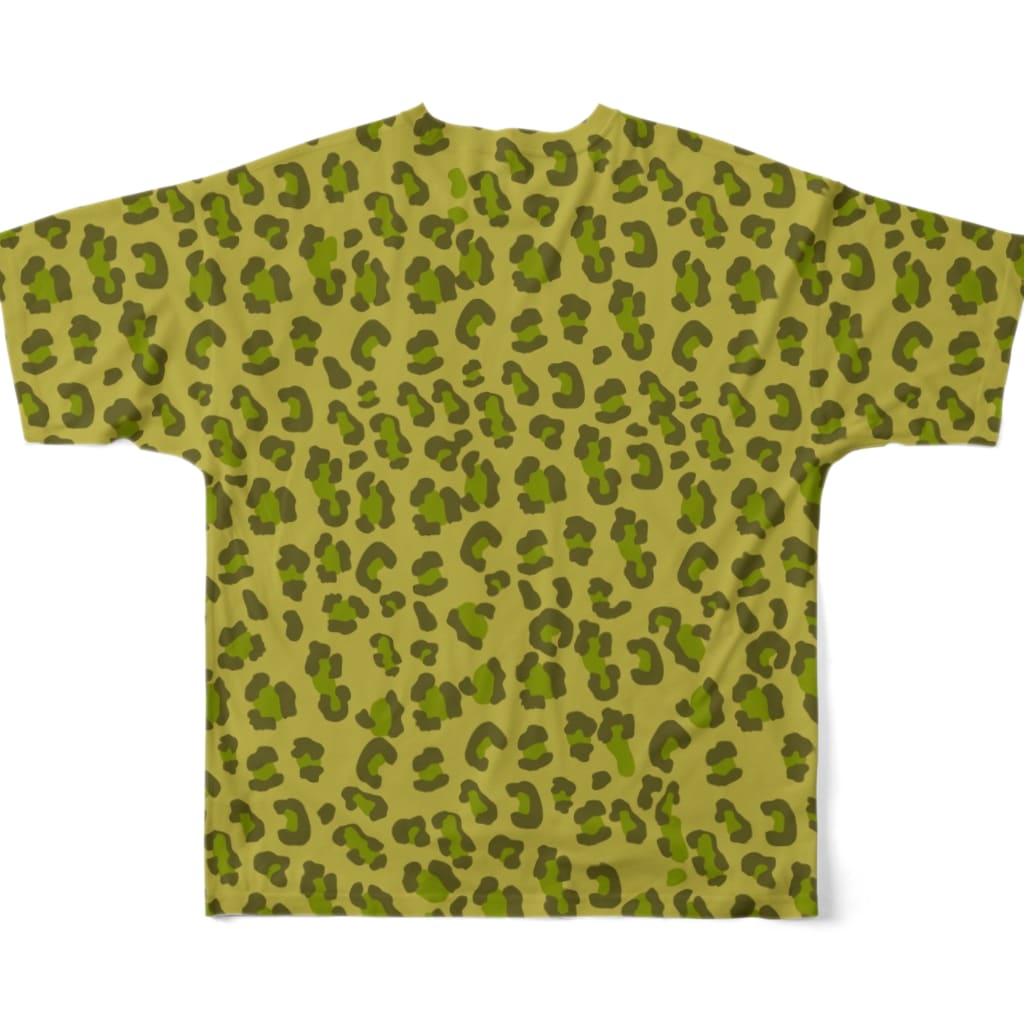 保護猫支援ショップ・パール女将のお宿のNYANKO　レオパード（豹柄） All-Over Print T-Shirt :back