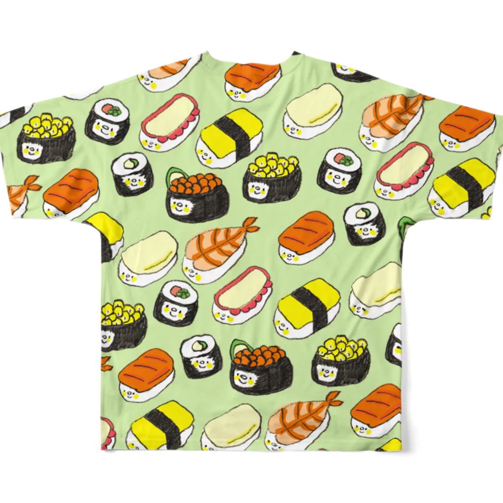 ゴキゲンサンショップのお寿司食べたい。 フルグラフィックTシャツの背面