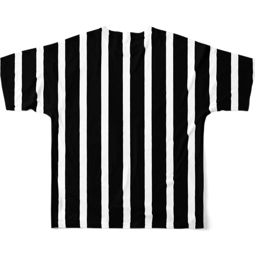 many many stripes.のストライプ1　黒 フルグラフィックTシャツの背面