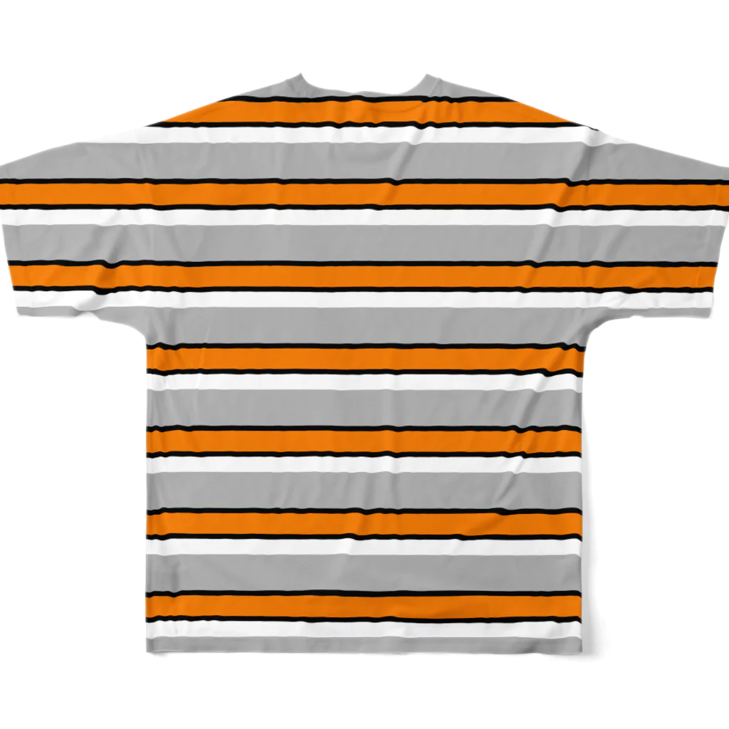 many many stripes.のマルチボーダー　グレー All-Over Print T-Shirt :back
