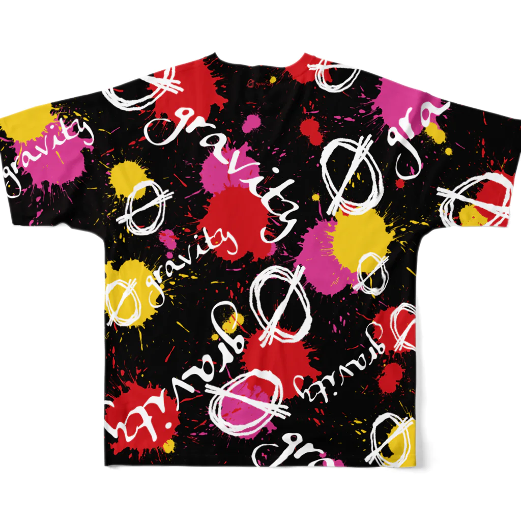 💊0-gravity💊のペイント＋ロゴのフルグラビッグシャツ（黒） All-Over Print T-Shirt :back