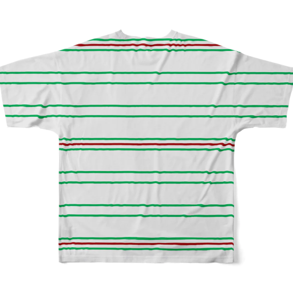 many many stripes.のボーダー3　グレー フルグラフィックTシャツの背面