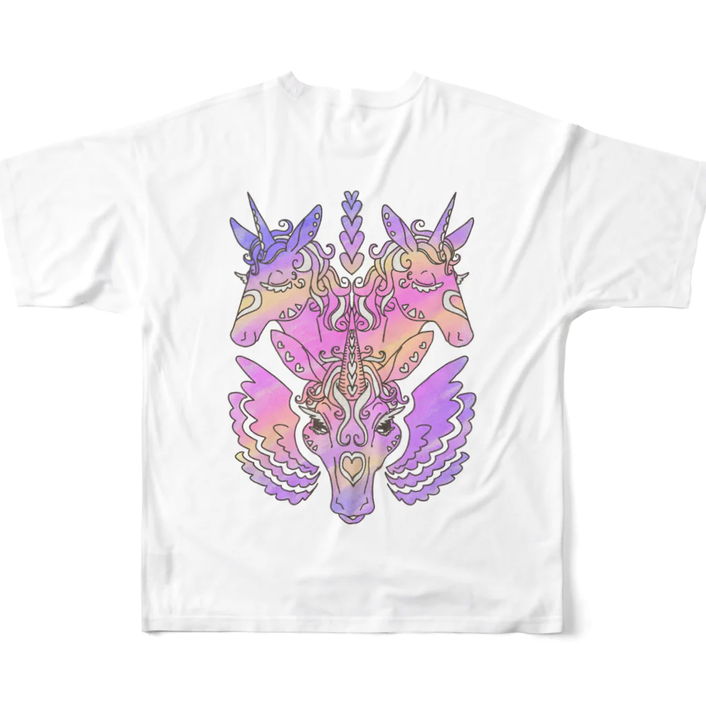 せきね まりのの(ウラ)ユメカワユニコーン🦄🌈 フルグラフィックTシャツの背面