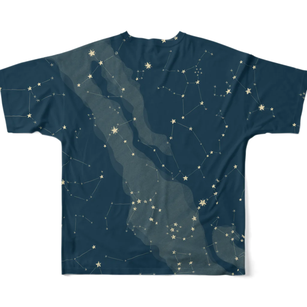 ShikakuSankakuの星座の落書き　青地2 All-Over Print T-Shirt :back