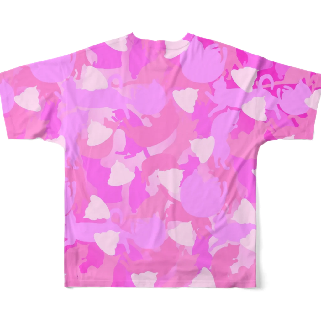 保護猫支援ショップ・パール女将のお宿のUNKO 迷彩　カモフラ　ピンク フルグラフィックTシャツの背面