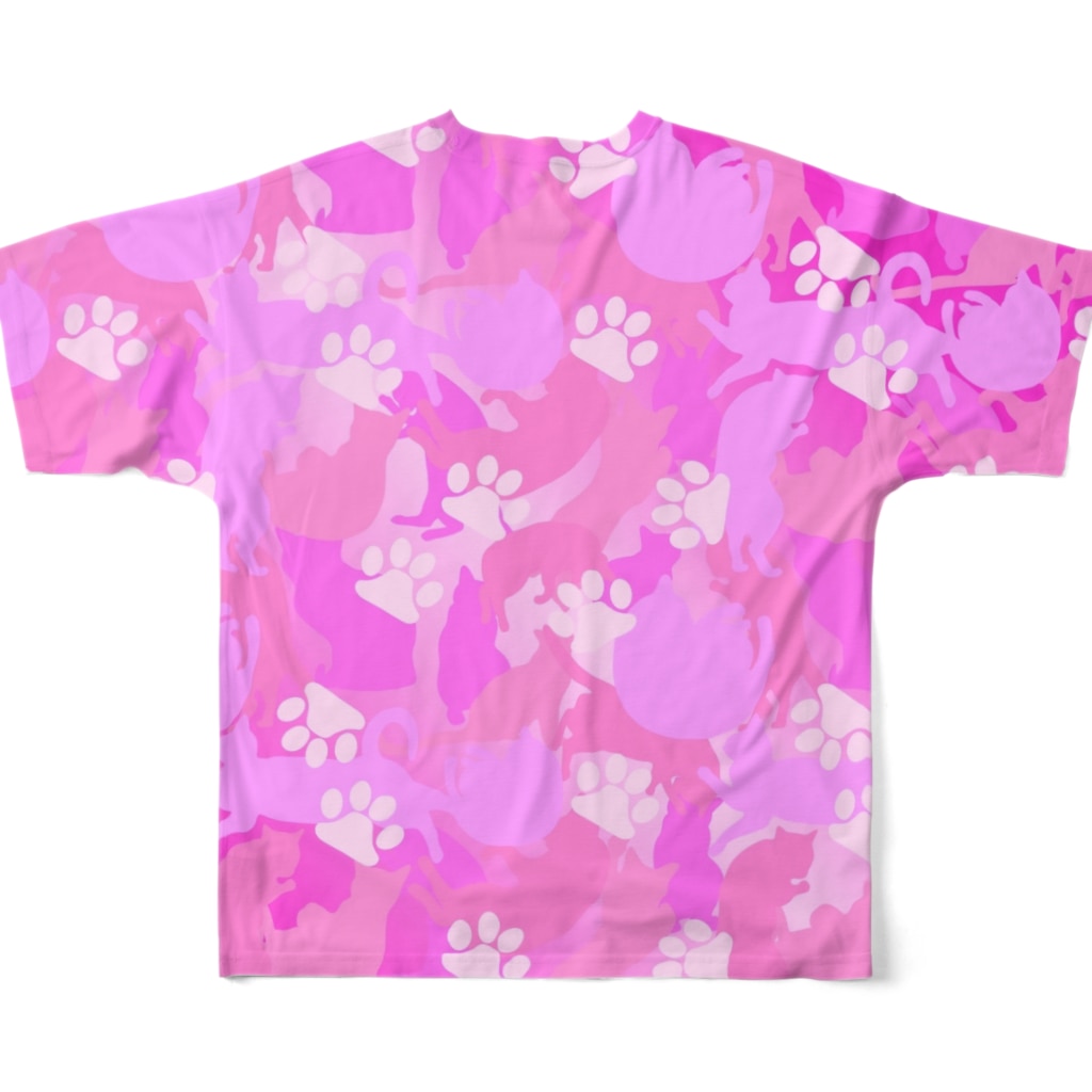 Nyanko迷彩 カモフラ ピンク All Over Print T Shirt By 保護猫支援ショップ パール女将のお宿 Pearl Okami Suzuri