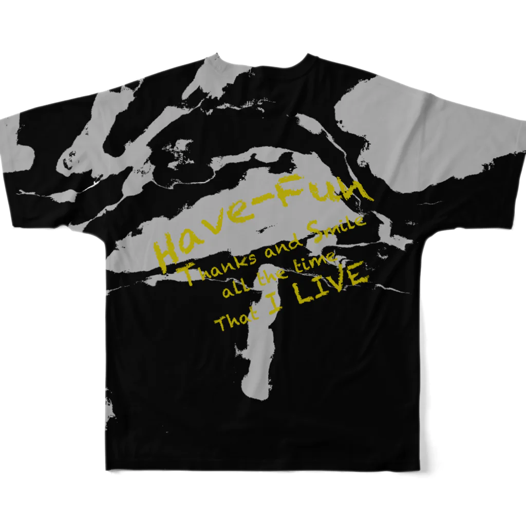 HaveーFun 嘉のHave-Fun Photo Play白黒ガードレール フルグラフィックTシャツの背面