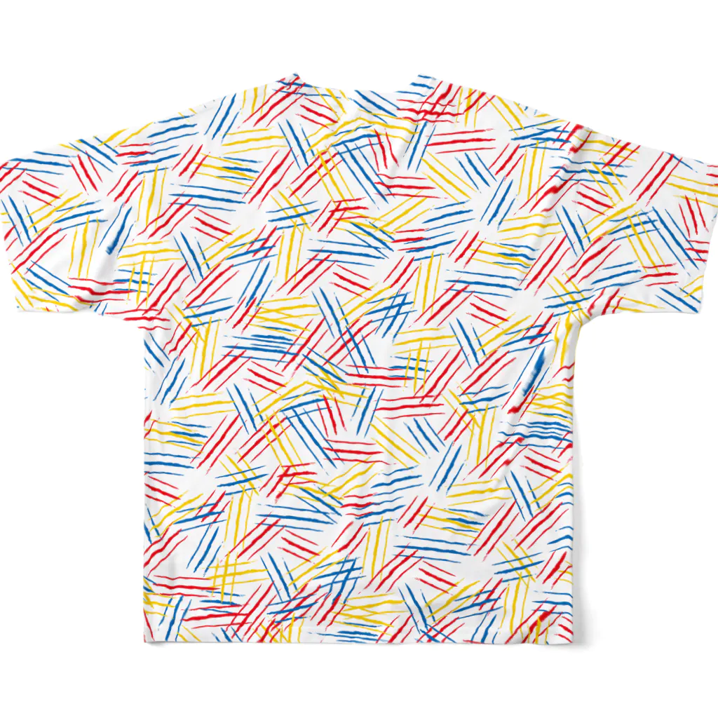 ことり屋のカラフルひっかき傷パターン All-Over Print T-Shirt :back