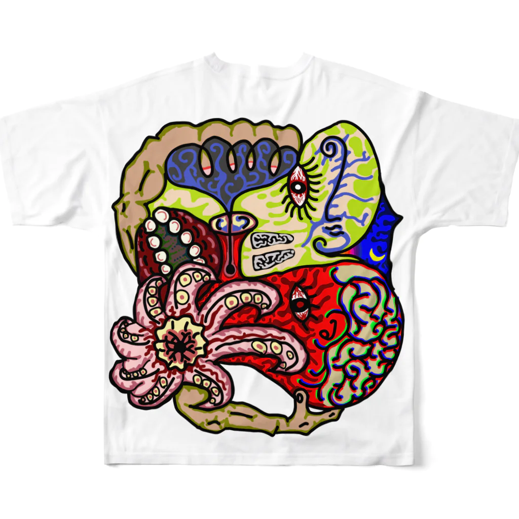 ぶっ飛びの店の蛸の夜空 フルグラフィックTシャツの背面