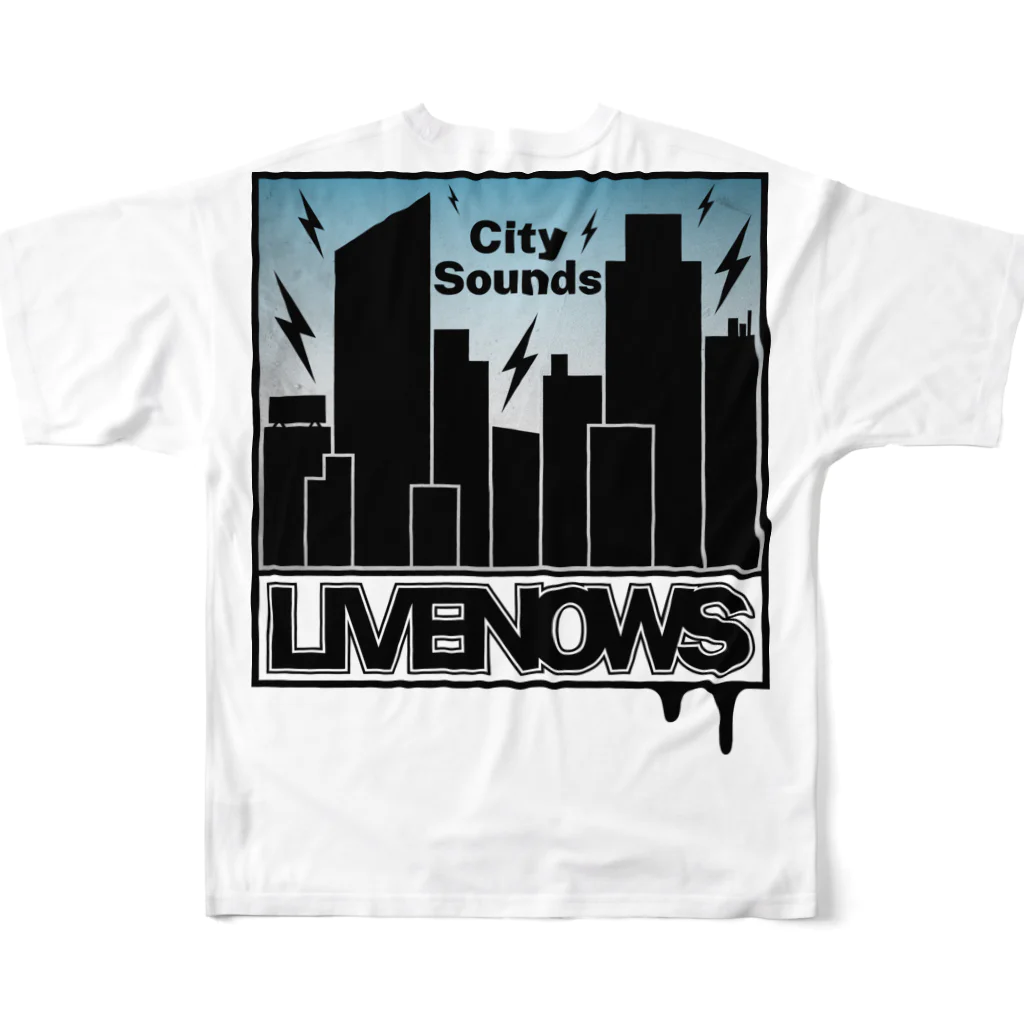 PB.DesignsのLIVENOWS - City Sounds フルグラフィックTシャツの背面