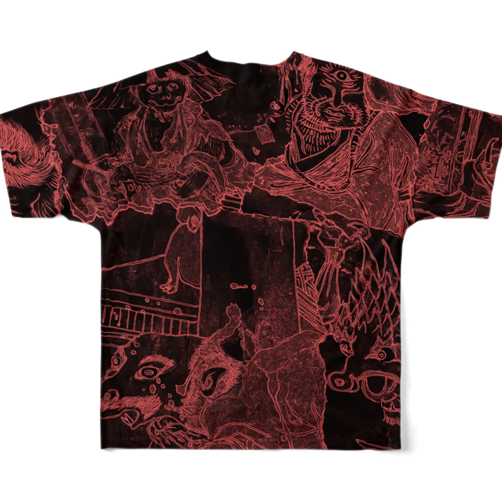 So Yamamoto Custom Artの百鬼夜行 All-Over Print T-Shirt :back