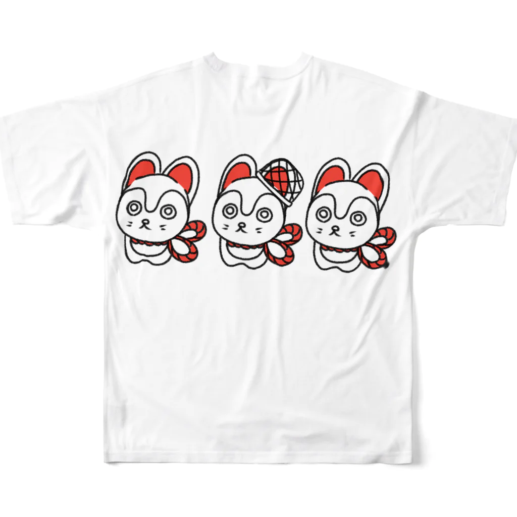 うらめし屋　の福犬ちゃん　タケかご All-Over Print T-Shirt :back