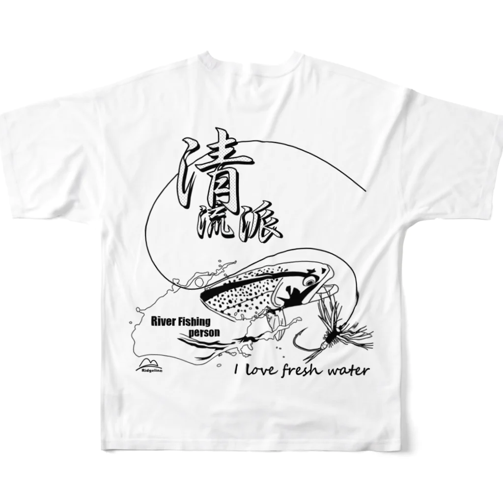 ＴＡＭＡ　Ｃａｒａｔ☆たまカラット☆の釣りバカ 清流派(縦) フルグラフィックTシャツの背面