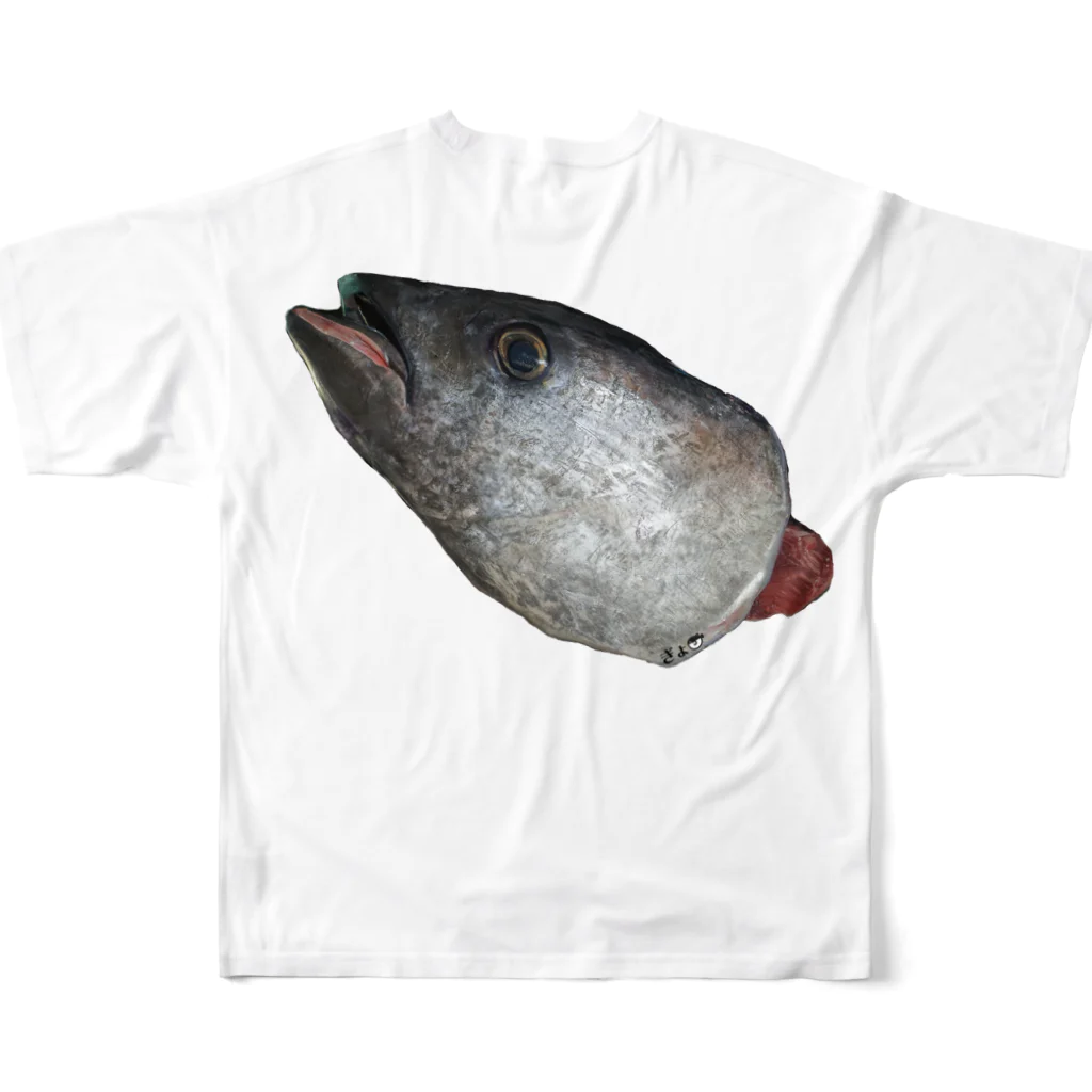 魚肉販売所の背面リアルぎょ フルグラフィックTシャツの背面