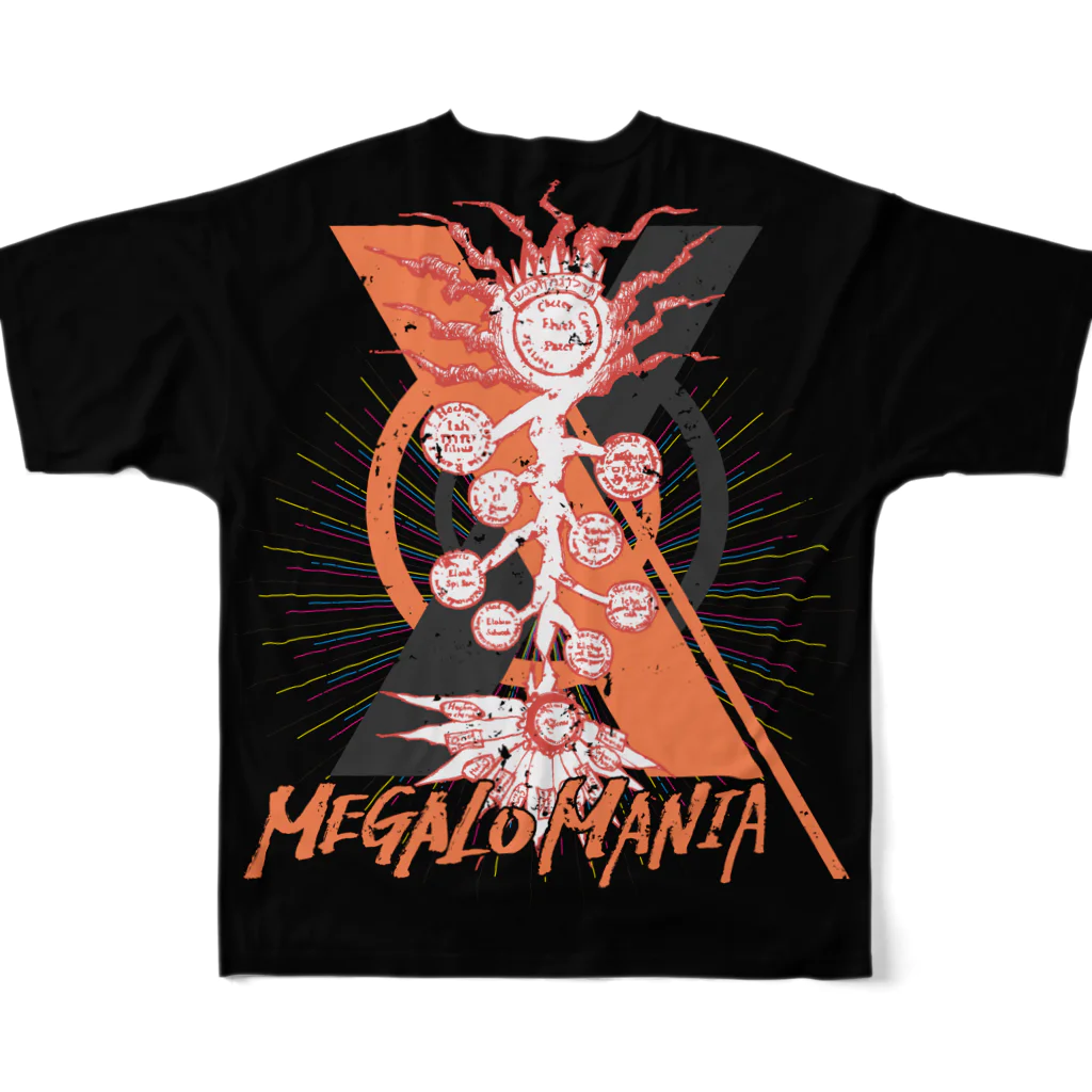 斬る'em ALL/DJつづきともみの【KJデザイン】MEGALO MANIA-005-BK #MGLMNA フルグラフィックTシャツの背面