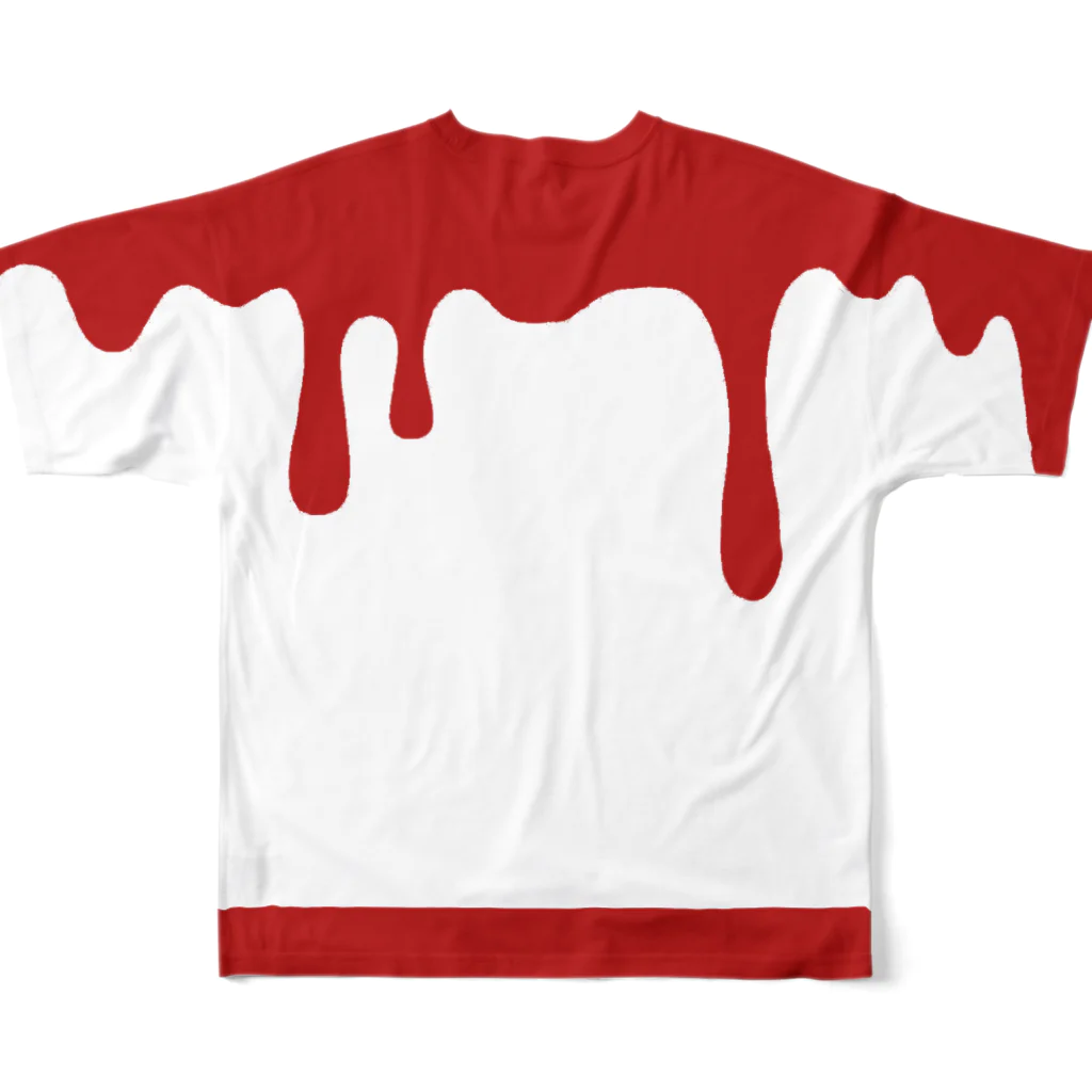 THE厨二病の赤白ドロドロ「犬」 フルグラフィックTシャツの背面