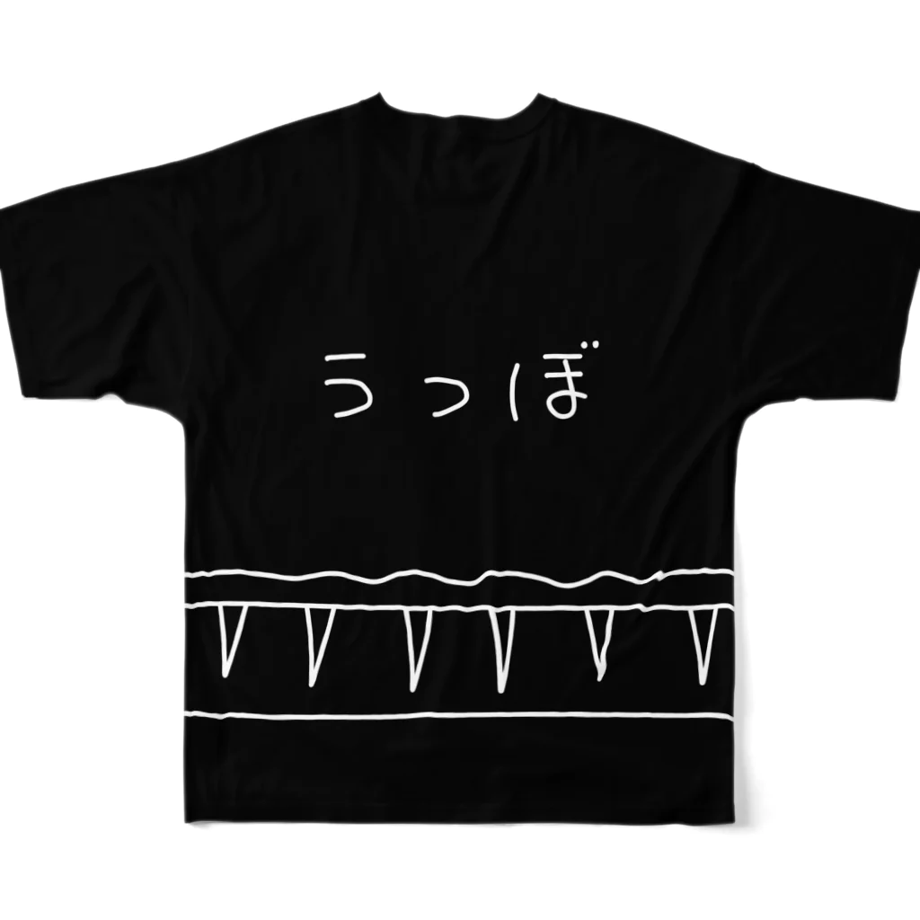 紫咲うにのながすぎるうつぼ つながり 黒 All-Over Print T-Shirt :back