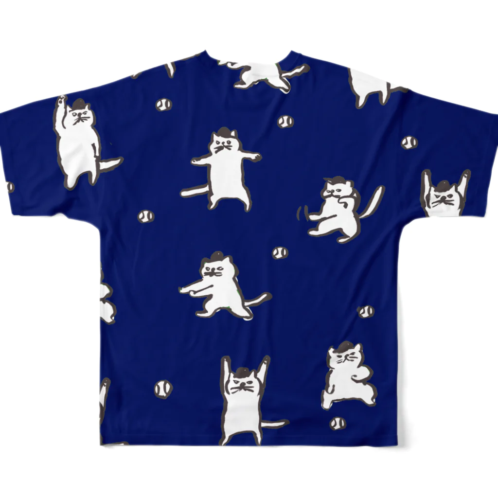 sucre usagi (スークレウサギ）のねこ審判ナイターバージョン フルグラフィックTシャツの背面