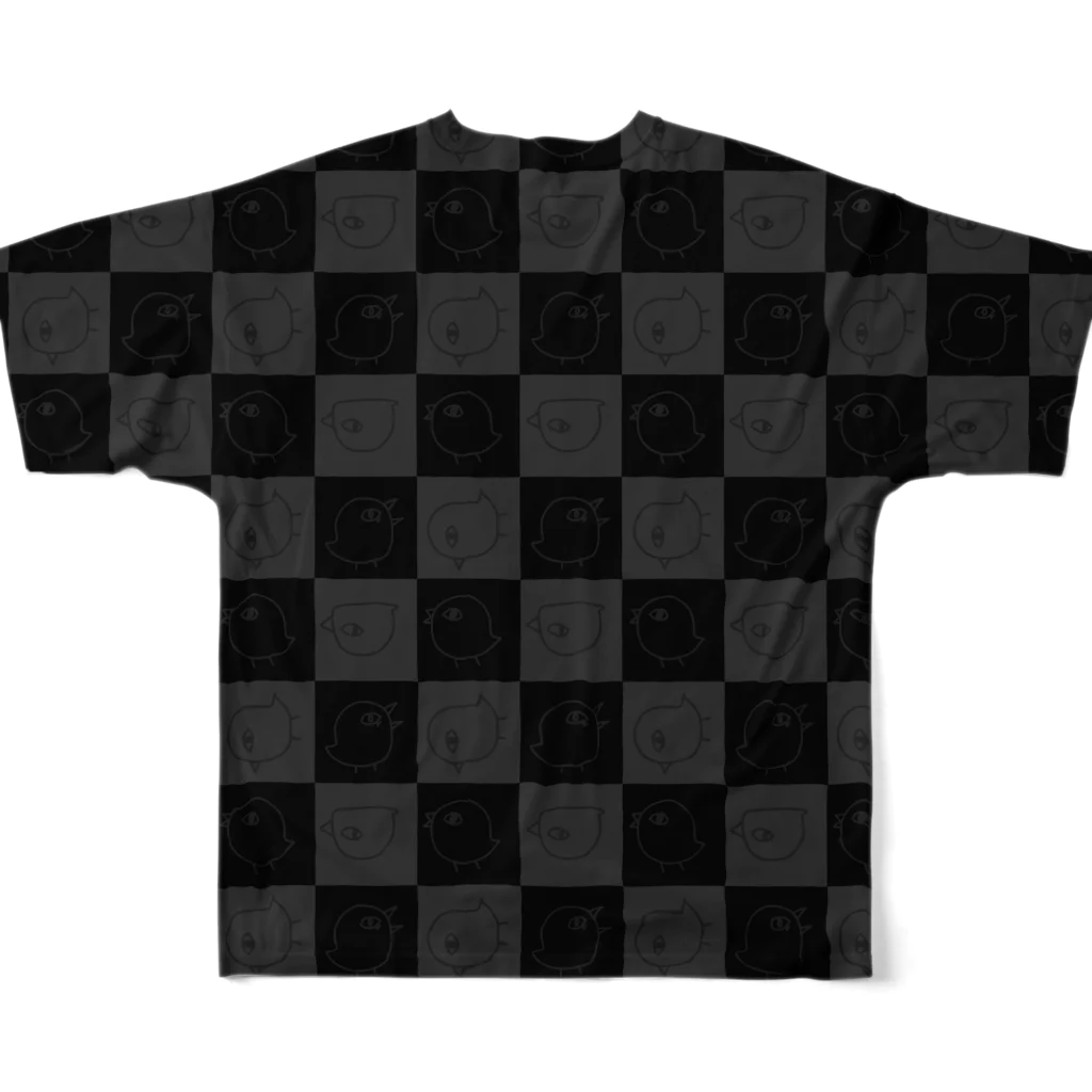 トリンのそうびやさんのトリンちゃんチェッカー灰 All-Over Print T-Shirt :back