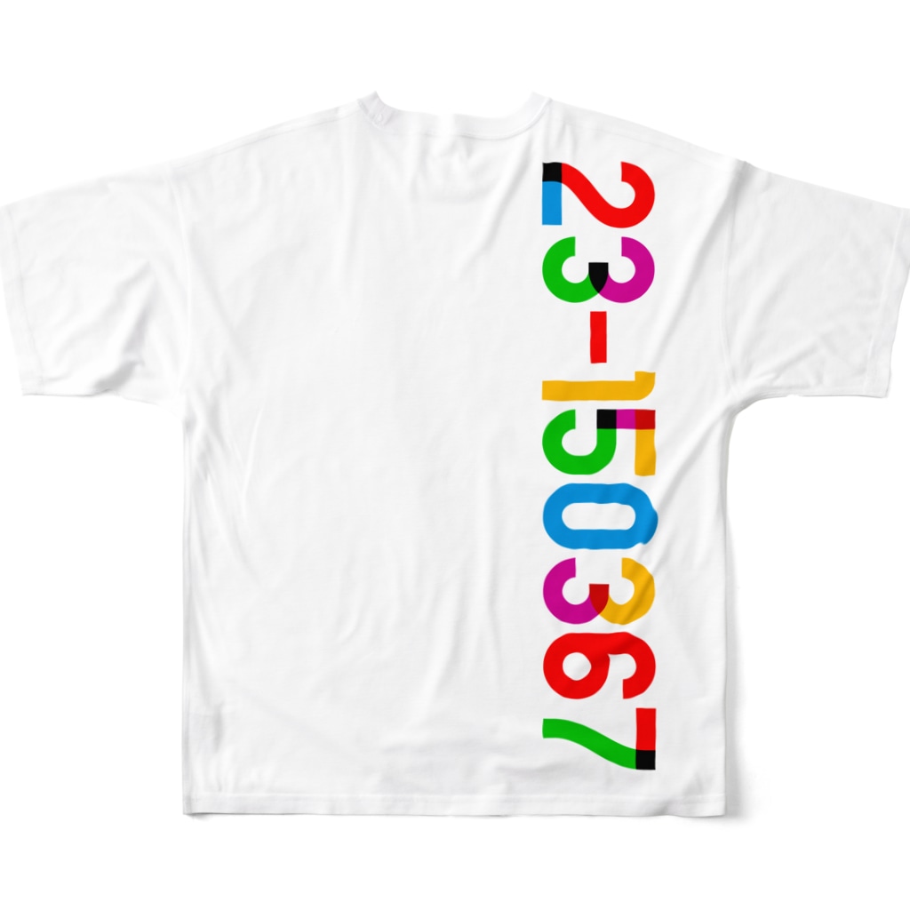 marikiroの金運アップ当せん番号７億グッズ（7億Tシャツ・7億パーカー・7億スマホケース・7億バッグ・7億ケース） All-Over Print T-Shirt :back