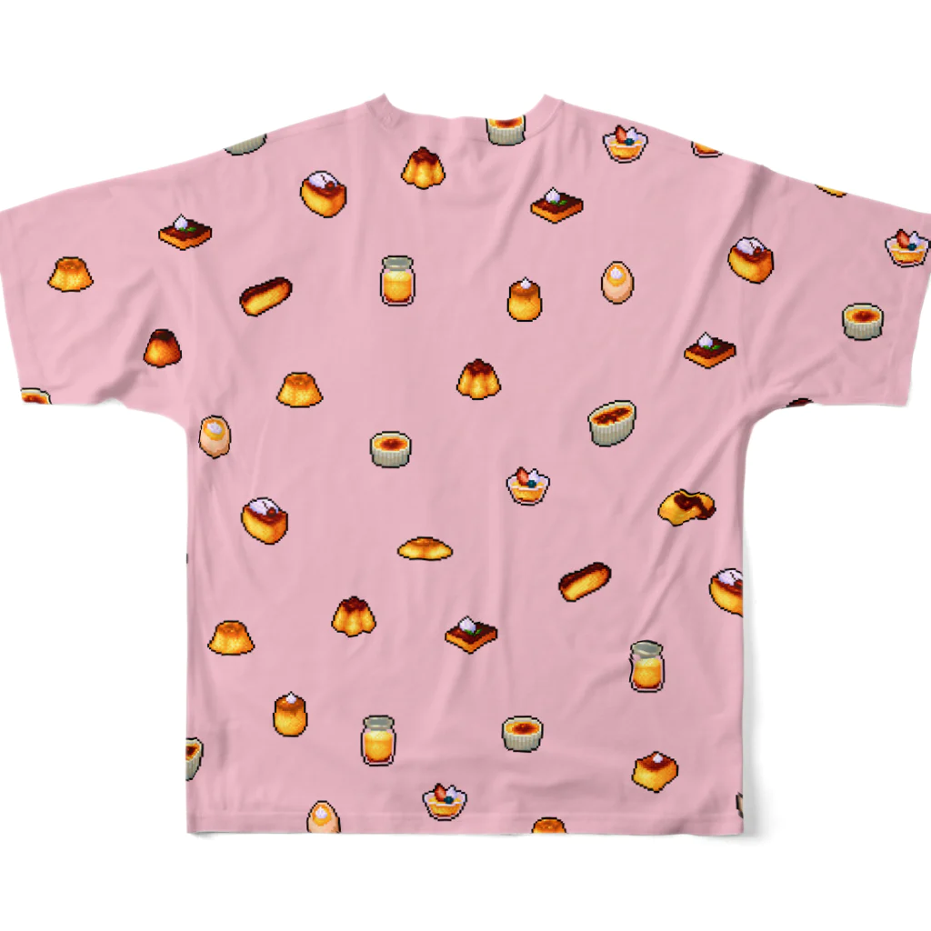 どっと屋のCustard Puddings pink All-Over Print T-Shirt :back