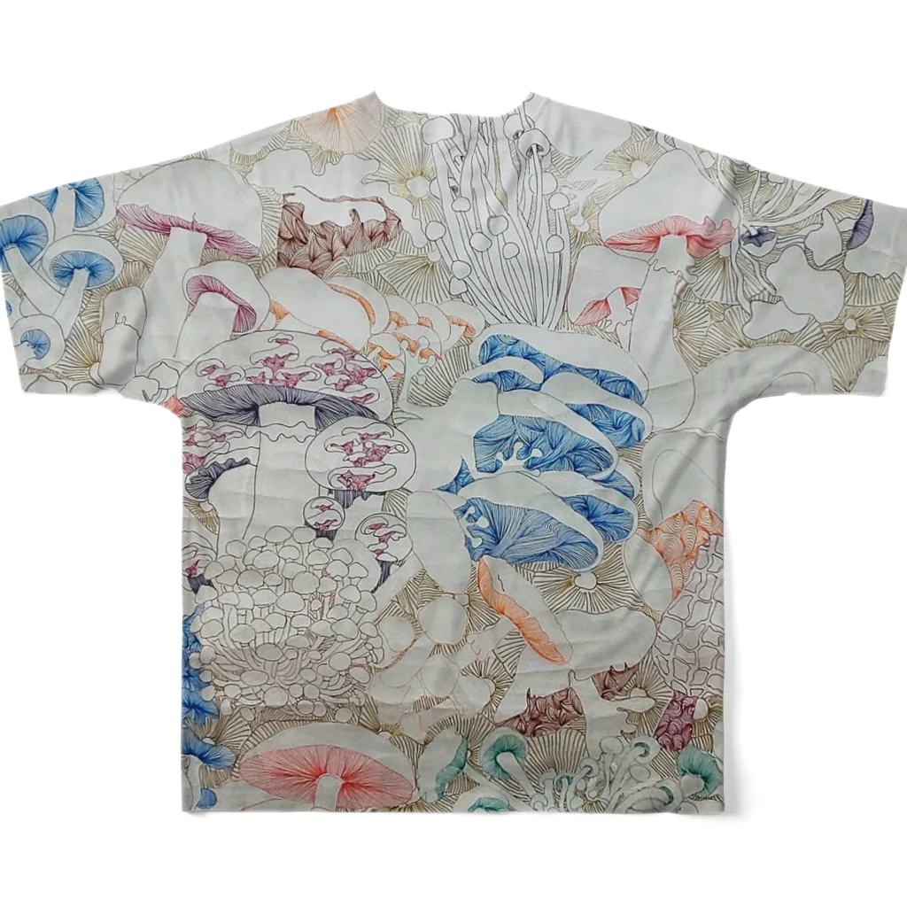 chantoのきのこ線描き All-Over Print T-Shirt :back