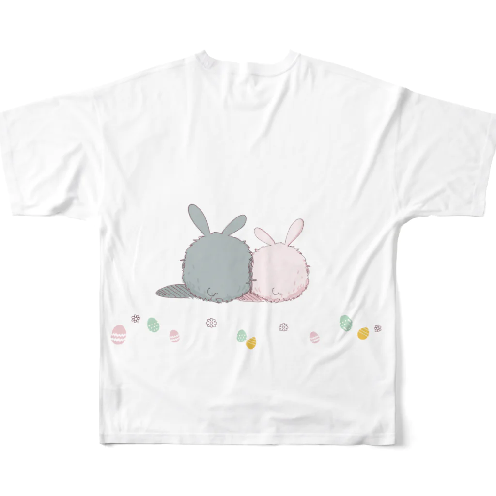 momomo_omiのイースターなうさちゃん All-Over Print T-Shirt :back