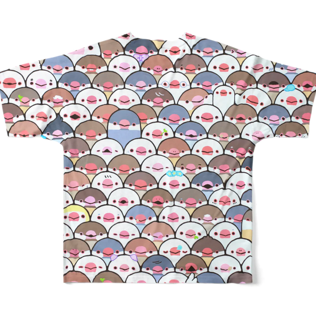 こつｗのおみせのわらわら文鳥 All-Over Print T-Shirt :back