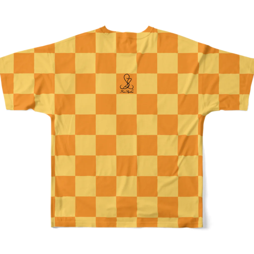 FreeStylersの【FreeStylers】check orange yellow All-Over Print T-Shirt :back