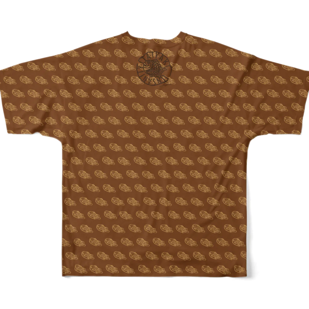 TAIYAKI INSANITYのタイヤキインサニティ brown ver. フルグラフィックTシャツの背面